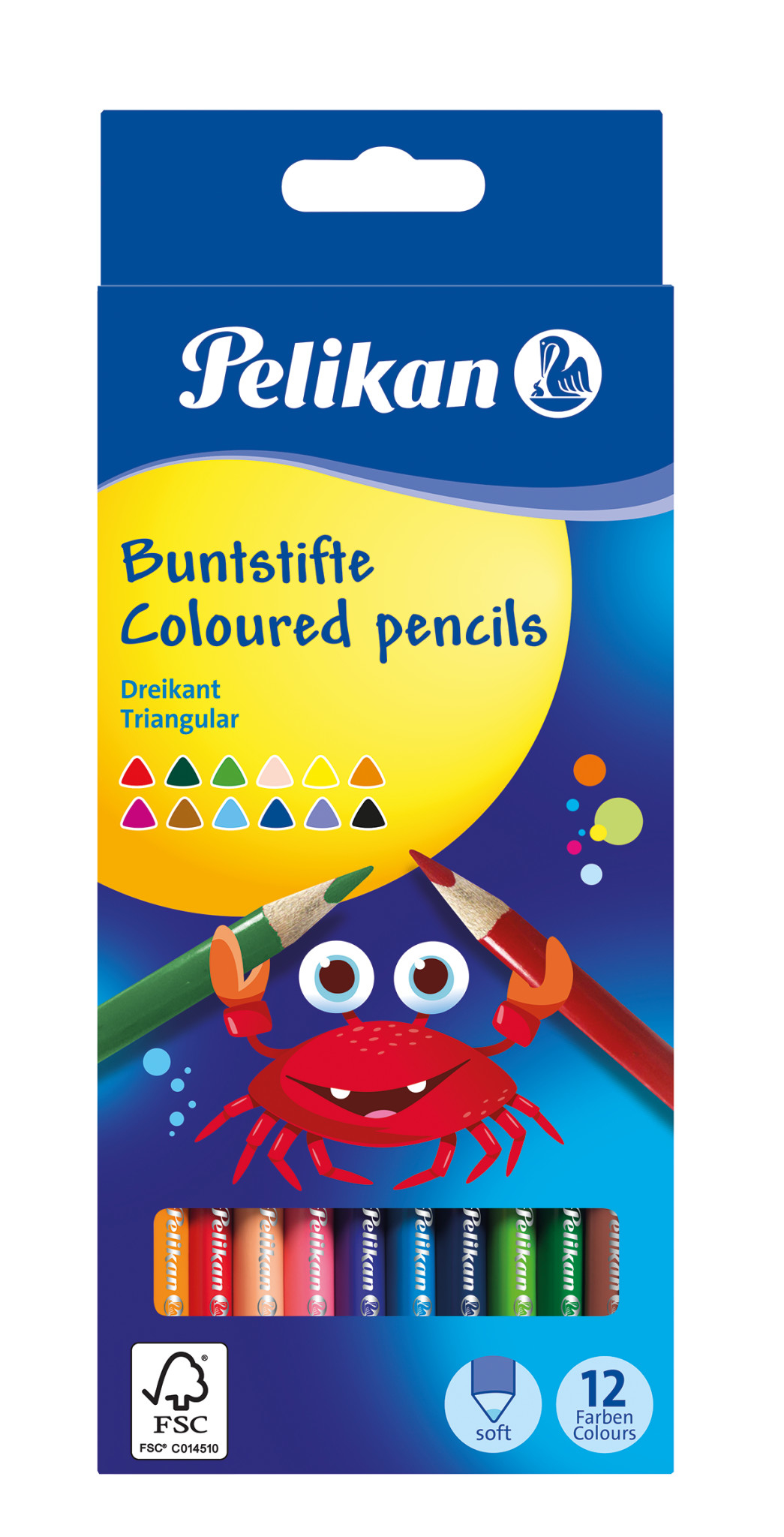 Pelikan Farbstift - weich - gemischte Farben - 3 mm - dünn (Packung mit 12)