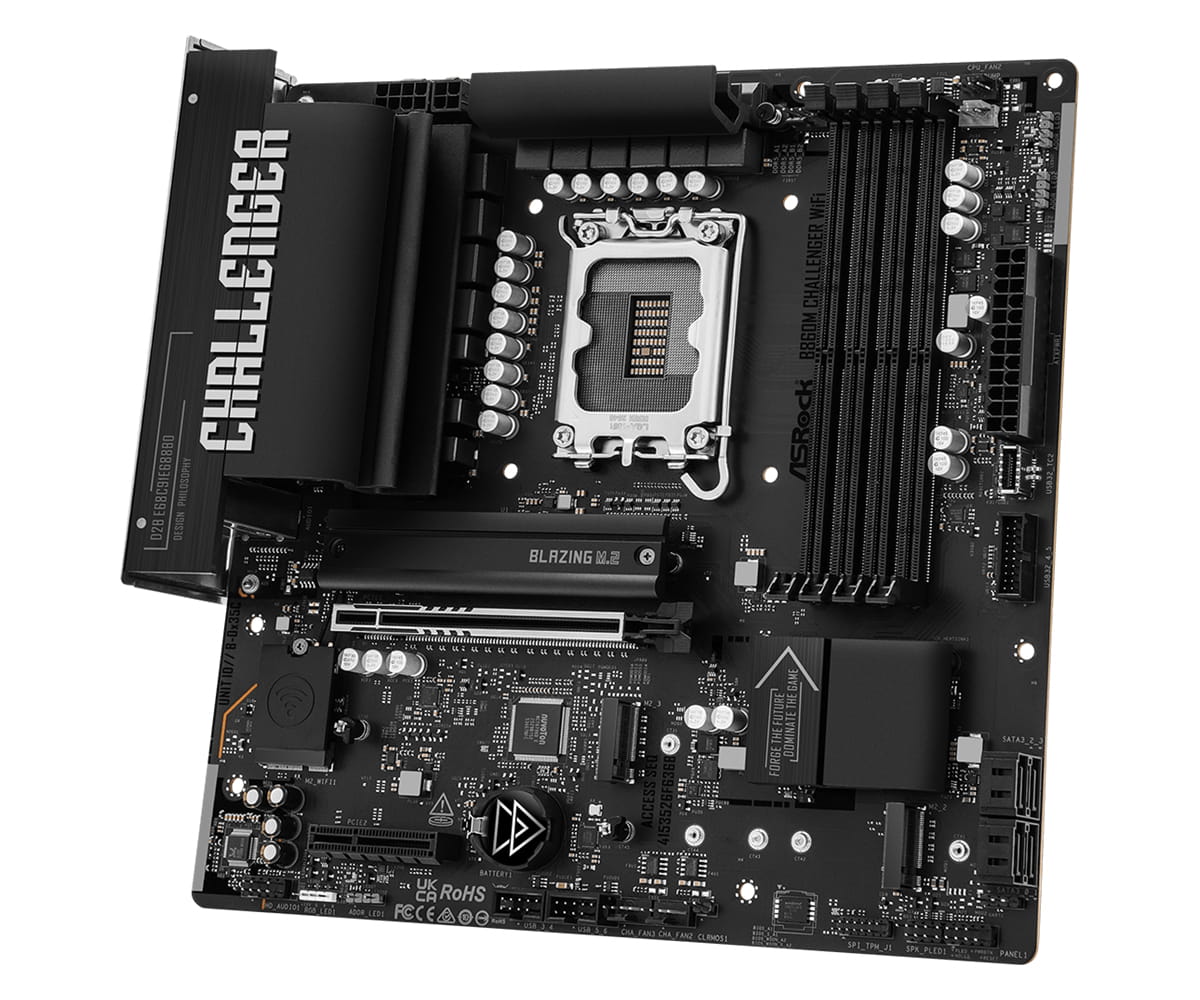 ASRock B860M Challenger WiFi, Intel, LGA 1851 (Socket V1), Intel Core Ultra (Series 2), DDR5-SDRAM, 256 GB, DIMM