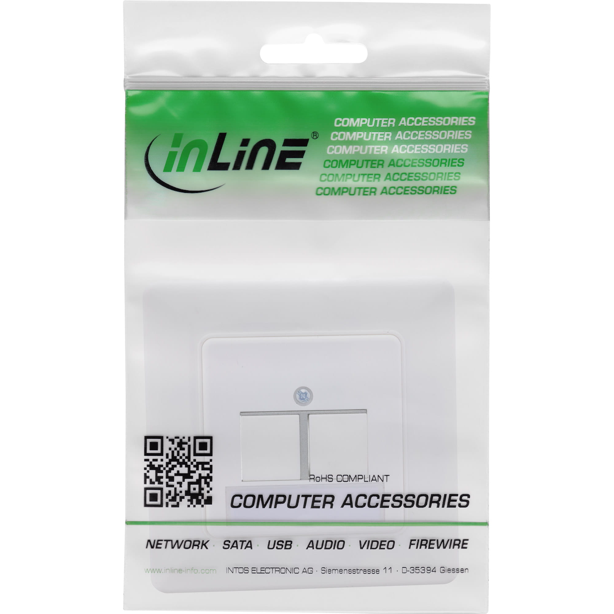InLine Rahmenset für 2x RJ45 Bu/LSA Einsatz 90° - Keystone SNAP-In - weiß RAL