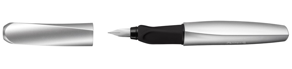 Pelikan Twist P457 Silber M + 1 GTP FS, Silber, Integriertes Befüllsystem, Rundspitze, Edelstahl, Medium, Box