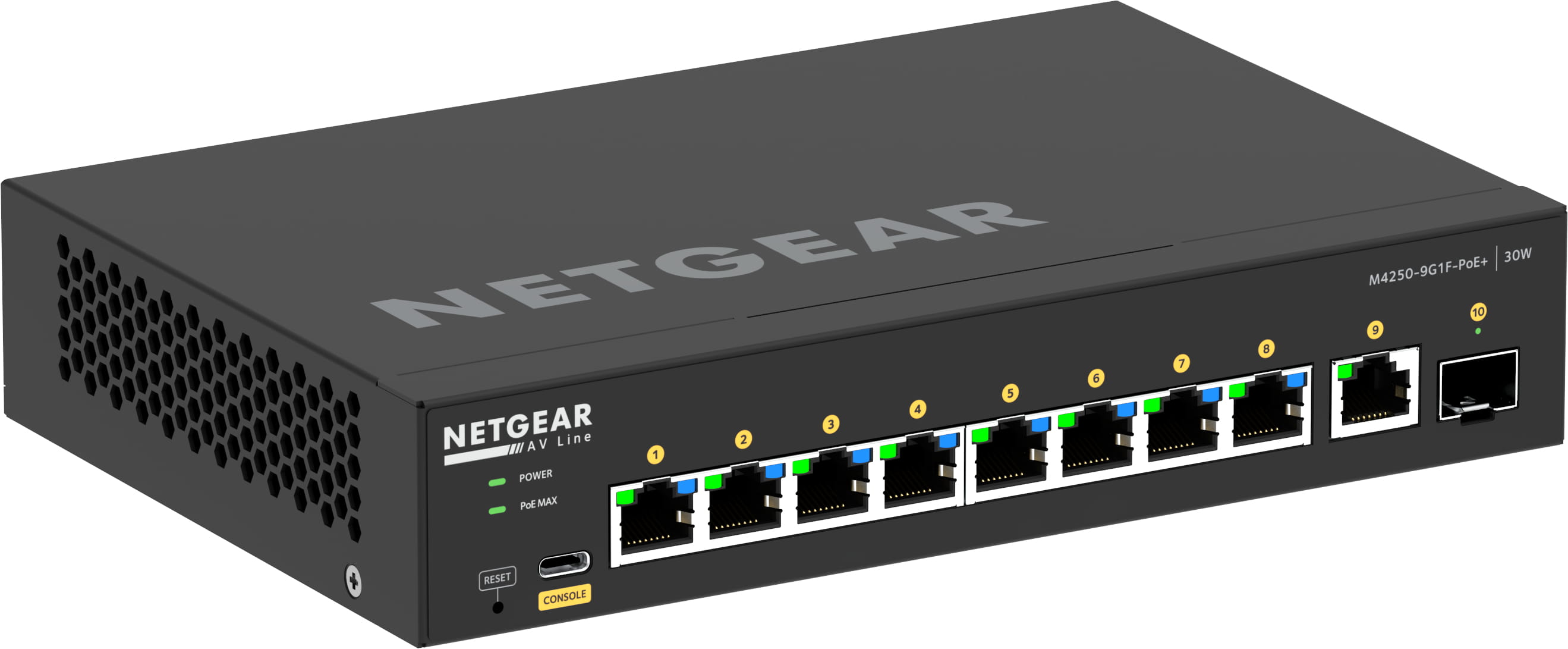 Netgear AV Line M4250-9G1F-PoE+ - Switch - L3 - managed - 8 x 10/100/1000 (8 PoE+)