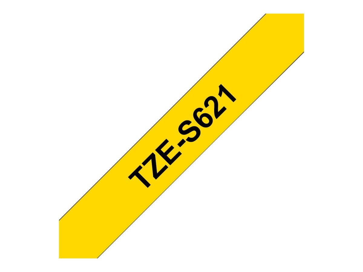 Brother TZe-S621 - Extra starker Klebstoff - Schwarz auf Gelb - Rolle (0,9 cm x 8 m)