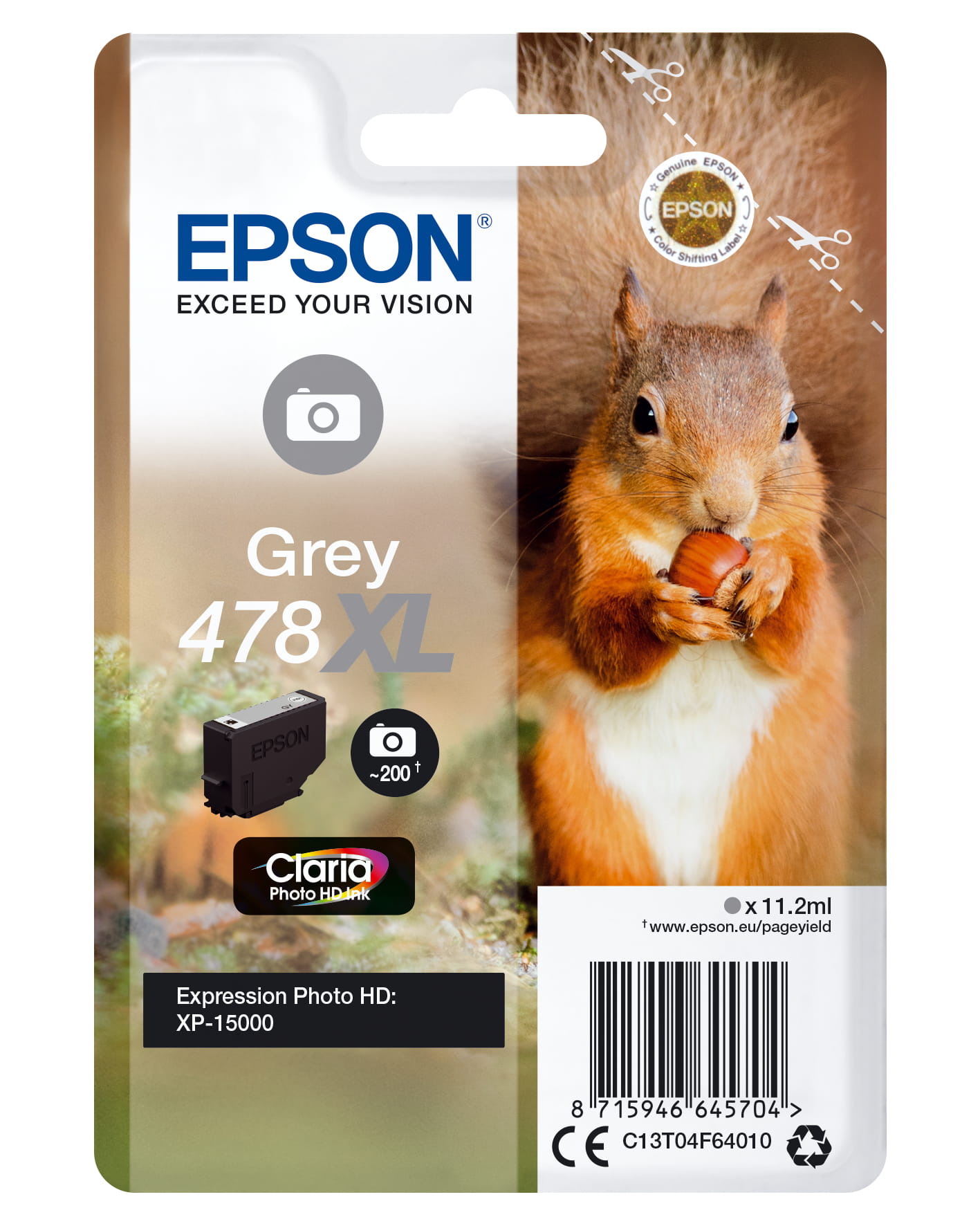 Epson 478XL - 11.2 ml - Grau - Original - Blister mit RF- / aktustischem Alarmsignal