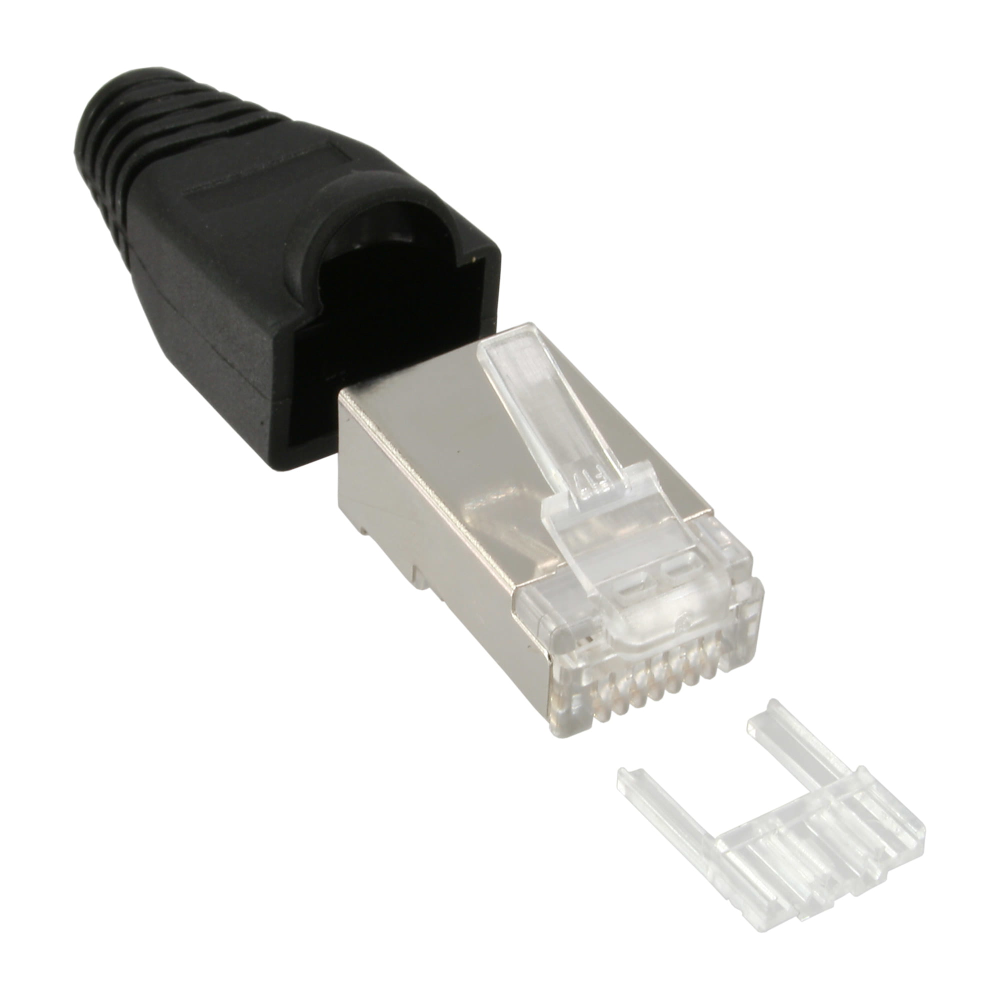 InLine Crimpstecker RJ45 geschirmt - Knickschutz schwarz Einfädelhilfe 10er Pack