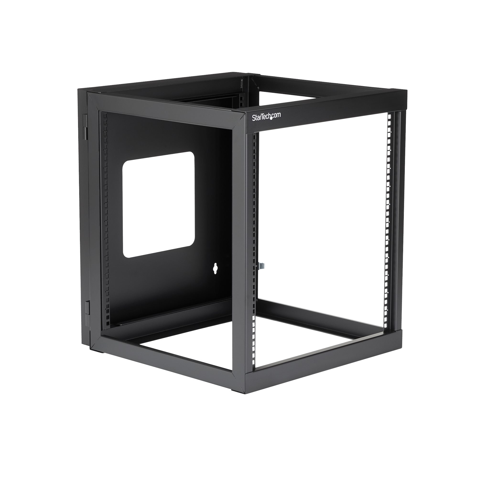 StarTech.com 12U Hinged Open Frame Wall Mount Server Rack - 4 Post 22 in. Depth Network Equipment Rack Cabinet - 140 lbs capacity (RK1219WALLOH)