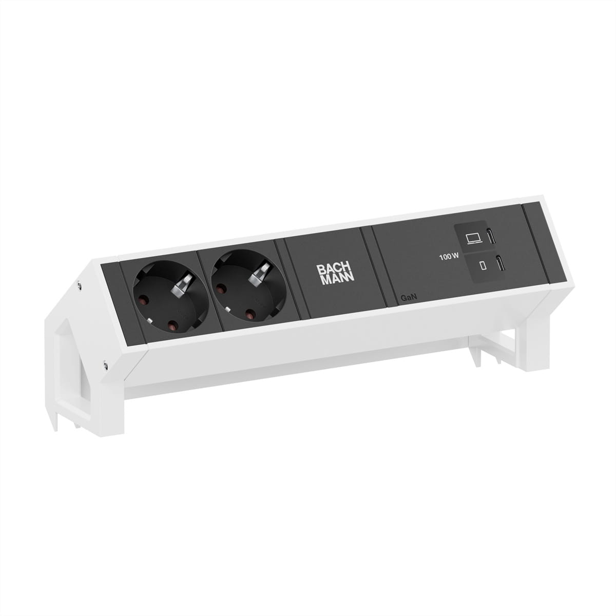 Bachmann DESK2 2xCEE7/3 1xUSB C/C 100W RAL9010 weiss