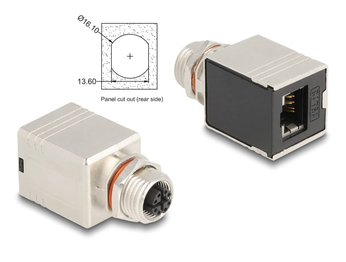 Delock Netzwerkadapter - 8 pin M12-X (W) zu RJ-45 (W)