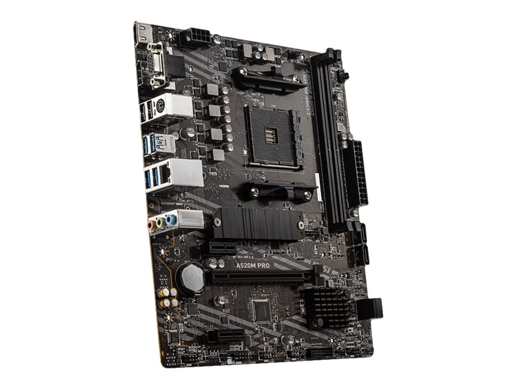 MSI A520M PRO - Motherboard - micro ATX - Socket AM4 - AMD A520 Chipsatz - USB 3.2 Gen 1 - Gigabit LAN - Onboard-Grafik (CPU erforderlich)
