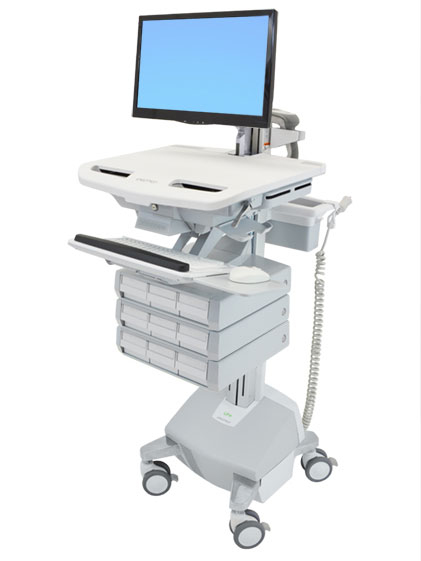 Ergotron Wagen - offene Architektur - für LCD-Display / PC-Ausrüstung - medizinisch - Aluminium, verzinker Stahl, hochwertiger Kunststoff - Grau, weiß, Polished Aluminum - Bildschirmgröße: bis zu 61 cm (bis zu 24 Zoll)