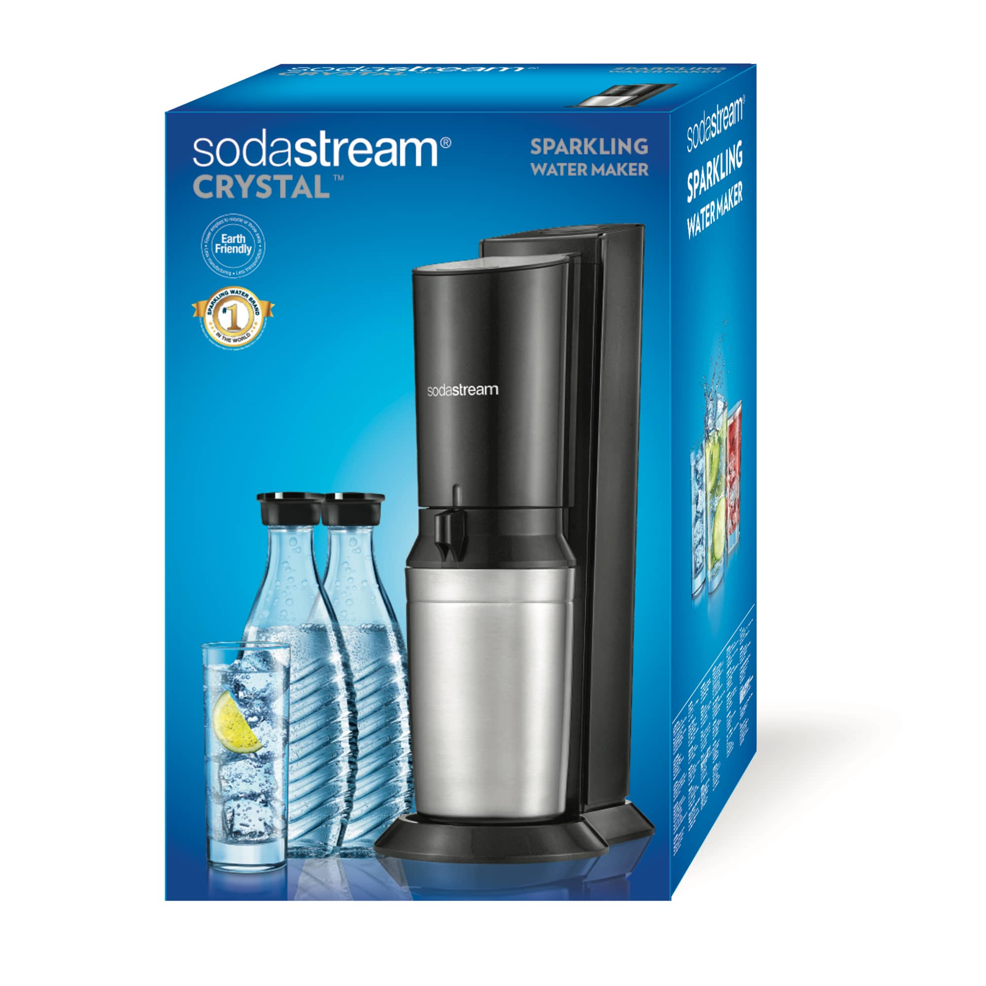 SodaStream Crystal, Kunststoff, Aluminium, Schwarz, Glas