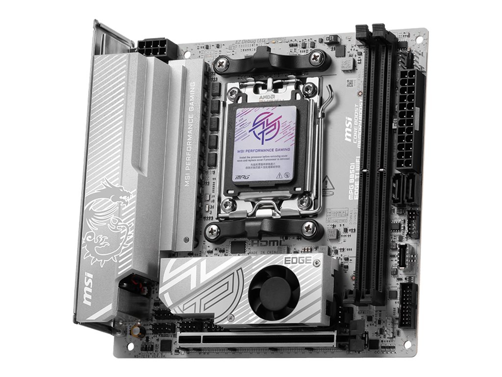 MSI MPG B850I EDGE TI WIFI - Motherboard - Mini-ITX - Socket AM5 - AMD B850 Chipsatz - USB-C 3.2 Gen 2x2, USB-C 3.2 Gen2, USB 3.2 Gen 2, USB 3.2 Gen 1 - 5 Gigabit Ethernet, Wi-Fi 7, Bluetooth - Onboard-Grafik (CPU erforderlich)