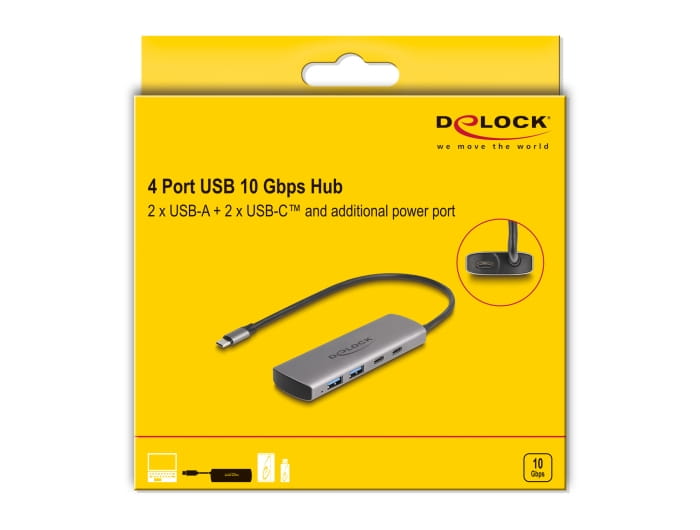 Delock Hub - 10 Gbps, with USB Type-C connector