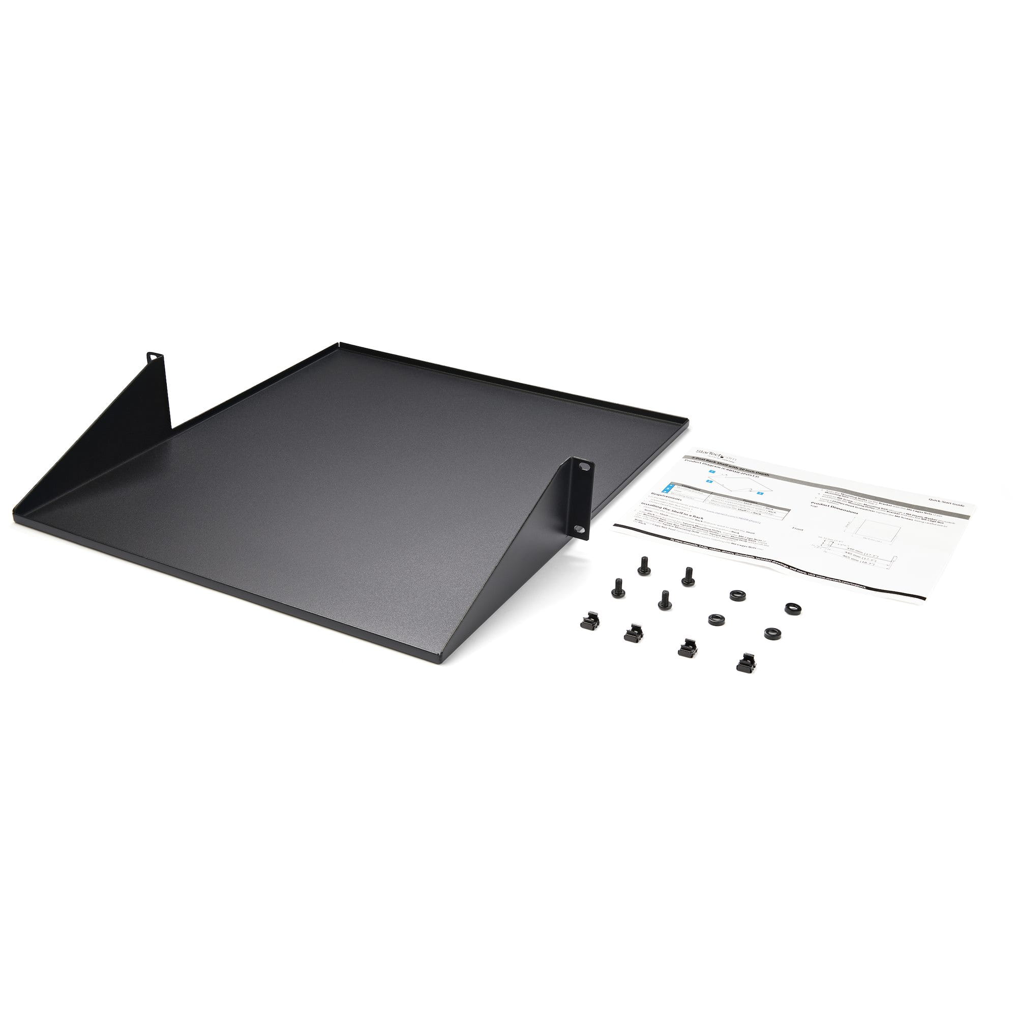 StarTech.com 2U 19" 2-Post Network Rack Cabinet Shelf, 20in Deep Center Mount Cantilever Tray Rackmount Shelf for AV/Data Equipment Enclosure with Cage Nuts & Screws 75lb Weight Capacity - 2U Fixed Rack Shelf (CABSHF2POST2) StarTech.com 2U 19" 2-Post Network Rack Cabinet Shelf, 20in Deep Center Mount Cantilever Tray Rackmount Shelf for AV/Data Equipment Enclosure with Cage Nuts & Screws 75lb Weight Capacity - 2U Fixed Rack Shelf (CABSHF2POST2)
