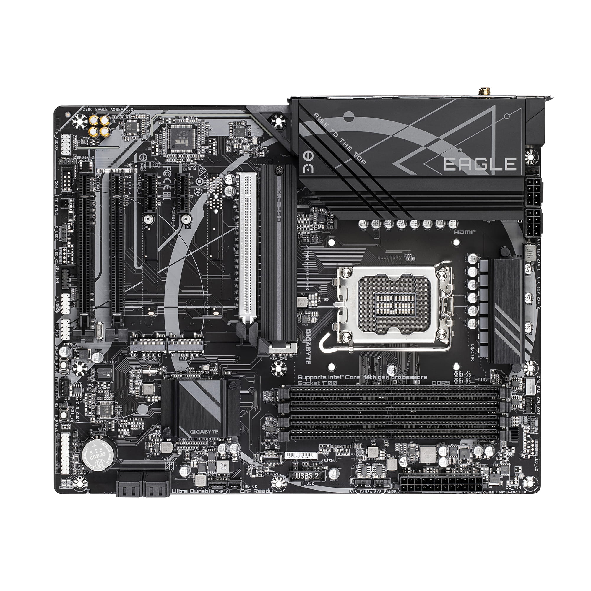 Gigabyte Z790 EAGLE AX - 1.0 - Motherboard - ATX - LGA1700 Sockel - Z790 Chipsatz - USB-C 3.2 Gen2, USB-C 3.2 Gen 1, USB 3.2 Gen 1, USB 3.2 Gen 2 - 2.5 Gigabit LAN, Wi-Fi 6E, Bluetooth - Onboard-Grafik (CPU erforderlich)