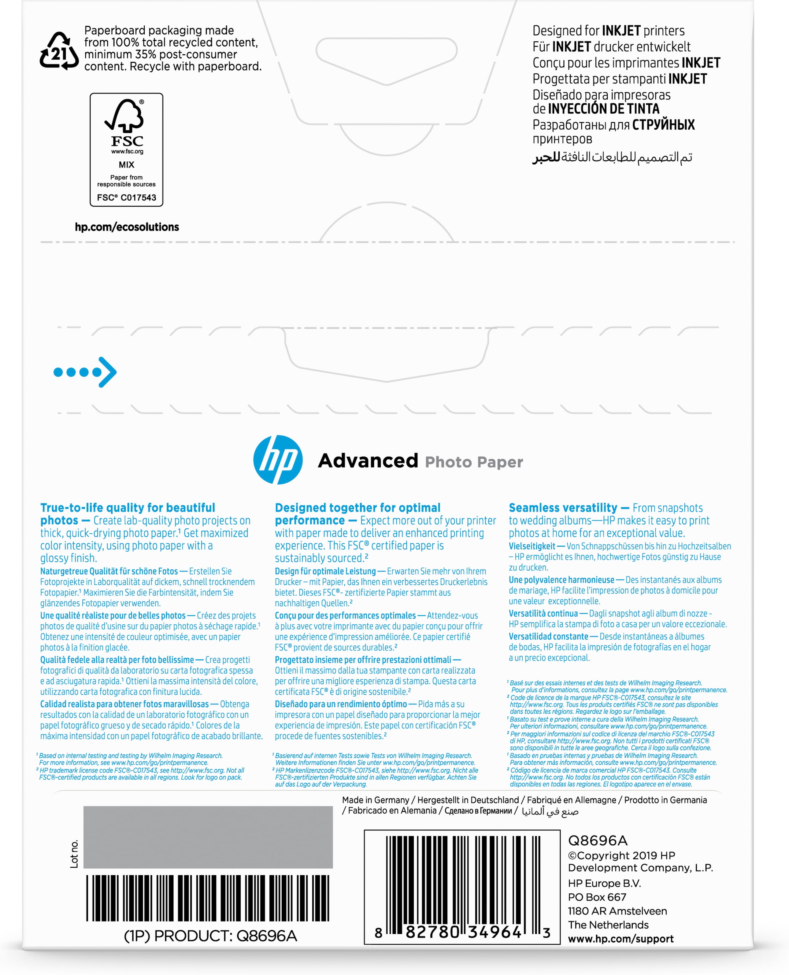 HP Advanced Glossy Photo Paper - Glänzend - 130