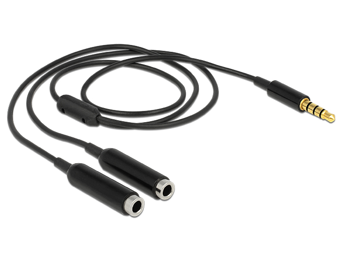 Delock Audio-Splitter - 4-poliger Mini-Stecker weiblich zu 4-poliger Mini-Stecker männlich