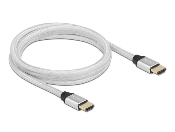 Delock Ultra High Speed - HDMI-Kabel - HDMI männlich zu HDMI männlich - 2 m - Dreifachisolierung - Silber - hauchvergoldete Kontakte, unterstützt 8K 60 Hz (7680 x 4320)