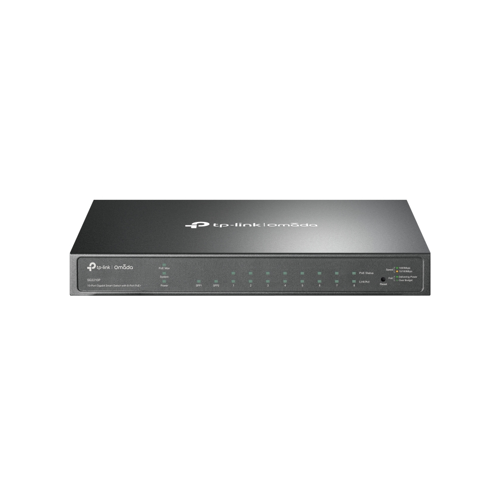 TP-LINK TL-SG2210P - Switch - managed - 8 x 10/100/1000 + 2 x SFP - Desktop - PoE (53 W)