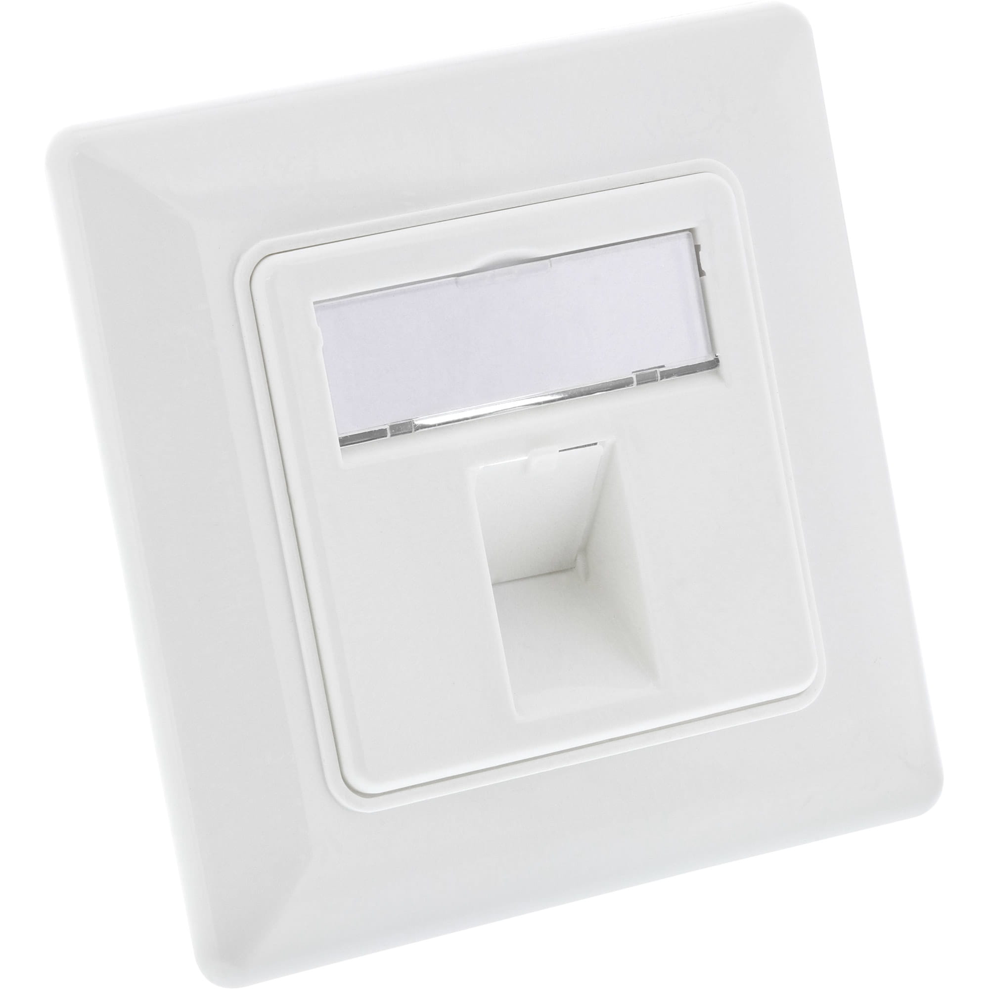 InLine Rahmenset für 1x RJ45 Bu/LSA Einsatz - Keystone SNAP-In - weiß RAL9010
