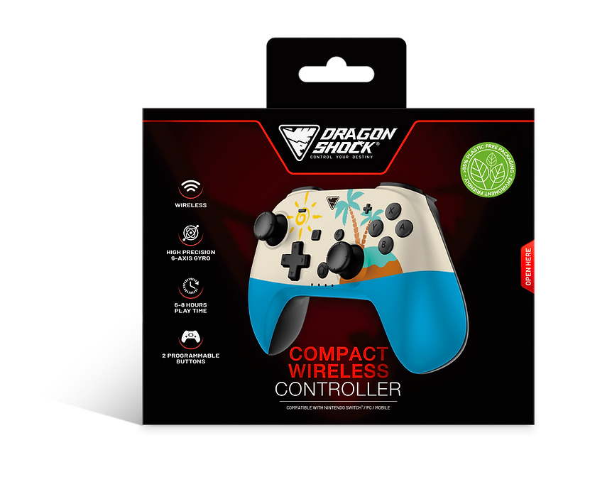 DragonShock PopTop Compact, Gamepad, Nintendo Switch, Schaltfläche Zurück, D-Pad, Home button, Reset-Taste, Kabellos, Bluetooth, USB Typ-C