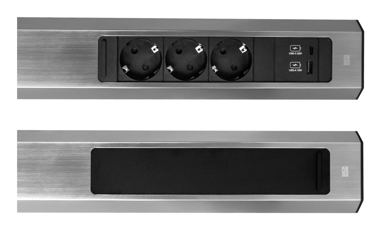 Bachmann CASIA 2 - Steckdosenleiste - lang - Wechselstrom 250 V - Eingabe, Eingang CEI 23-50 S 17 - Ausgangsanschlüsse: 3 (CEE 7/3, Typ F, 24 pin USB-C, USB)