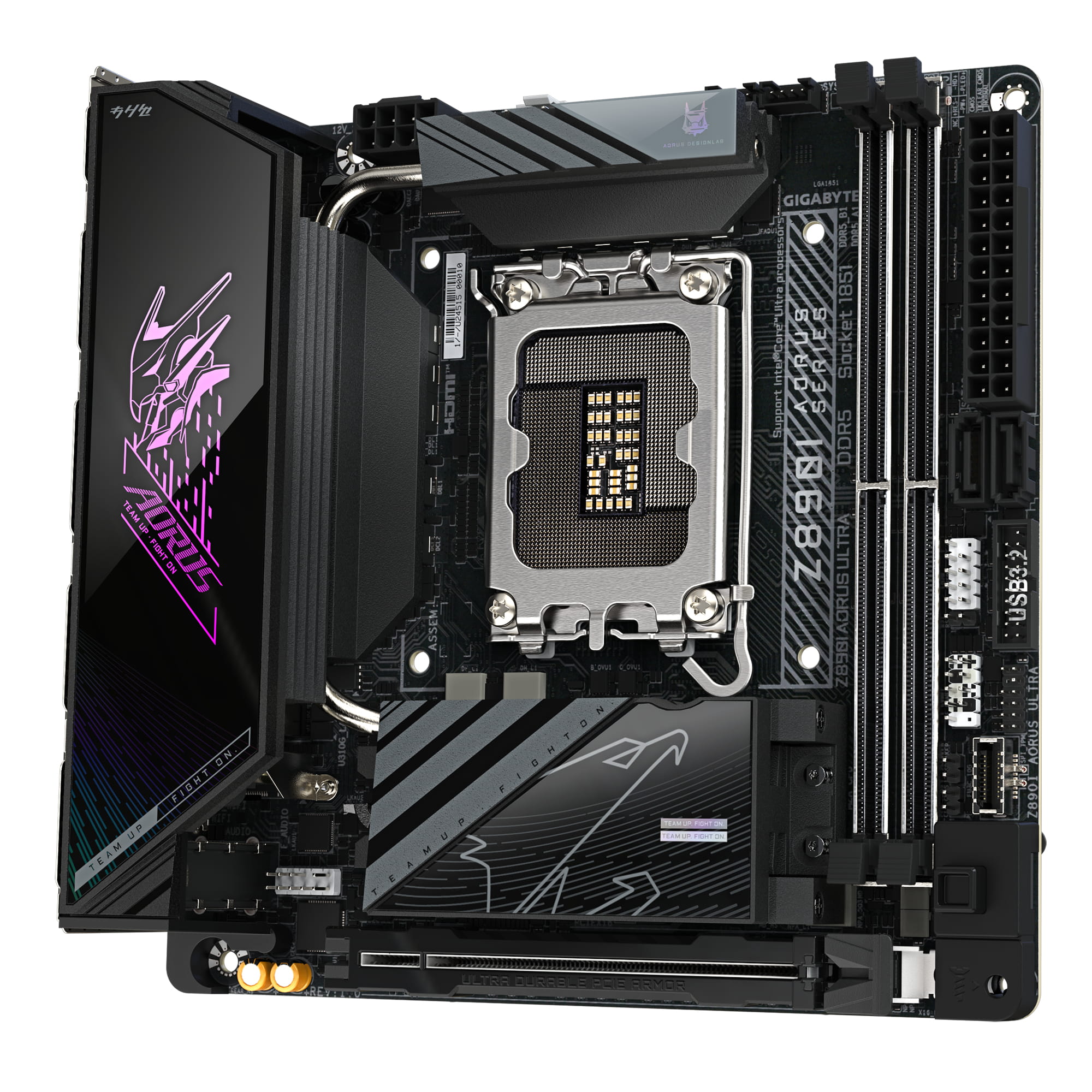 Gigabyte AORUS Z890I ULTRA - Motherboard - Mini-ITX - LGA1851-Sockel - Z890 Chipsatz - USB4, USB-C 3.2 Gen2, USB 3.2 Gen 2, USB 3.2 Gen 1 - 2.5 Gigabit LAN, Wi-Fi 7, Bluetooth - Onboard-Grafik (CPU erforderlich)