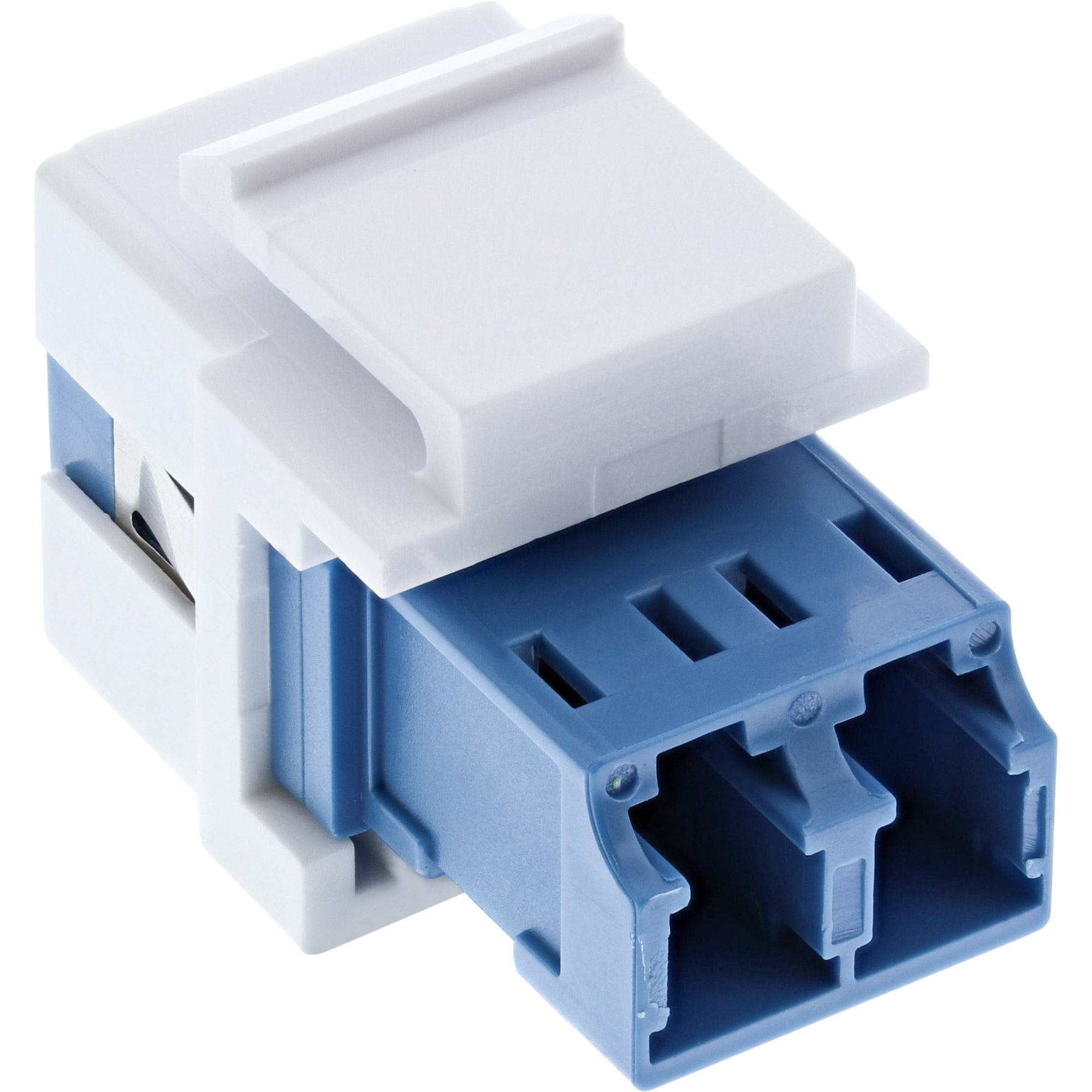 InLine LWL Keystone Snap-in Kupplung weiß - Duplex LC/LC - SM - blau - Keramikhülse