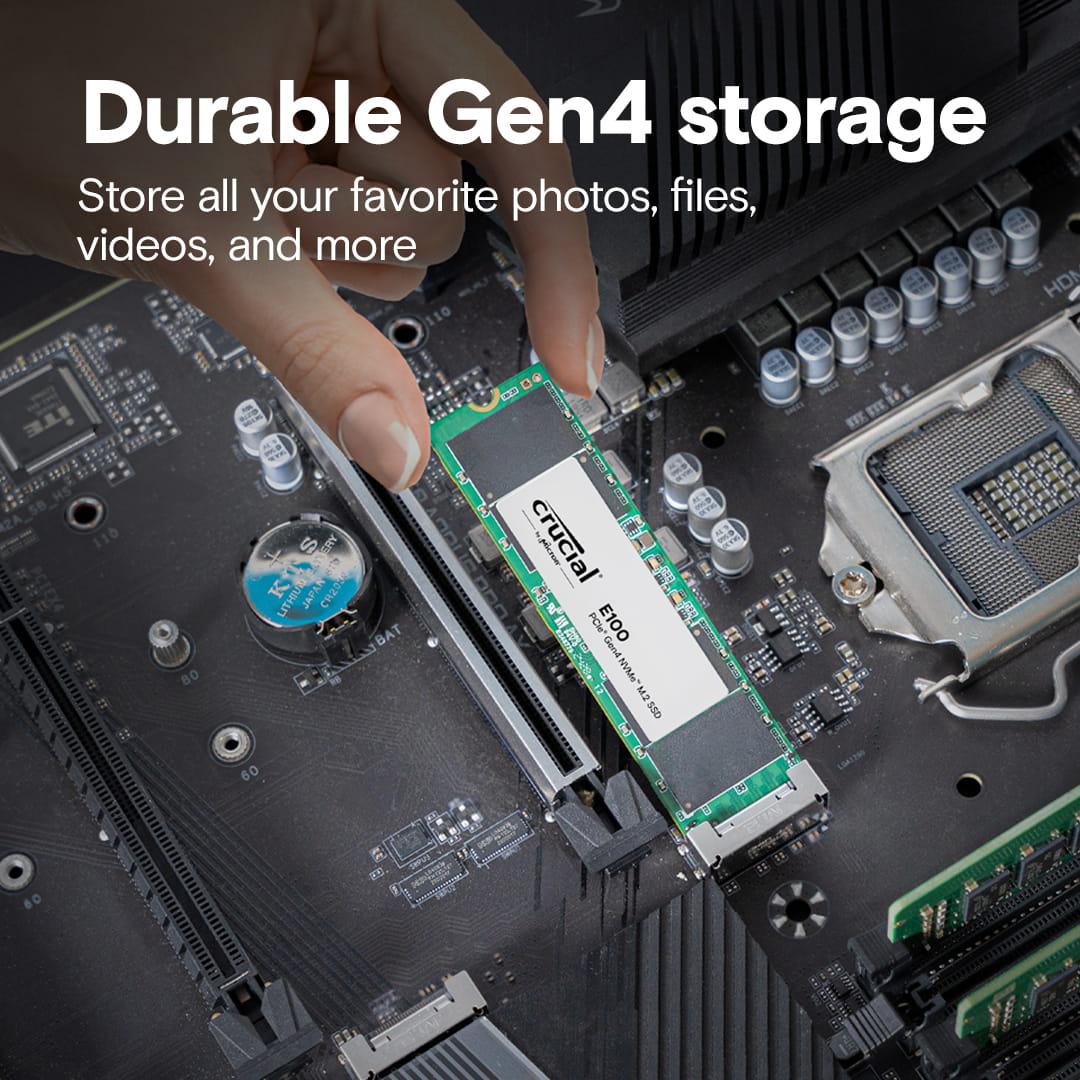 Crucial E100 - SSD - 2 TB - intern - M.2 2280 - PCIe 4.0 x4 (NVMe)