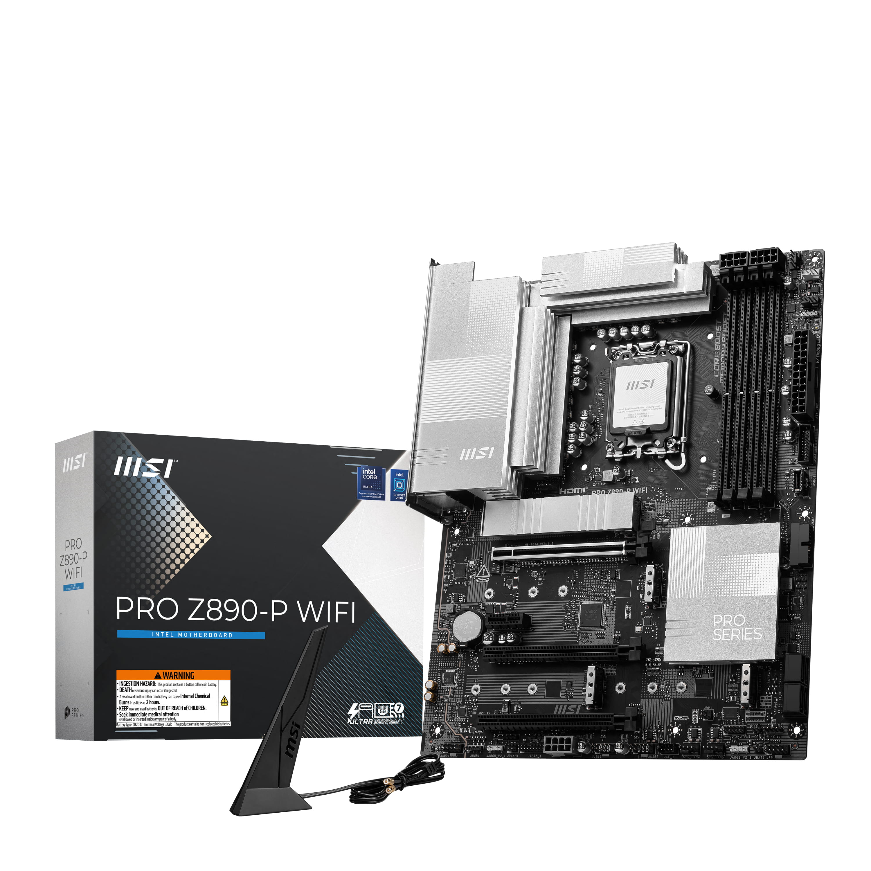 MSI PRO Z890-P WIFI - Motherboard - ATX - LGA1851-Sockel - Z890 Chipsatz - USB4, USB-C 3.2 Gen 2x2, USB 3.2 Gen 1, USB-C 3.2 Gen2, USB 3.2 Gen 2 - 5 Gigabit Ethernet, Wi-Fi 7, Bluetooth - Onboard-Grafik (CPU erforderlich)
