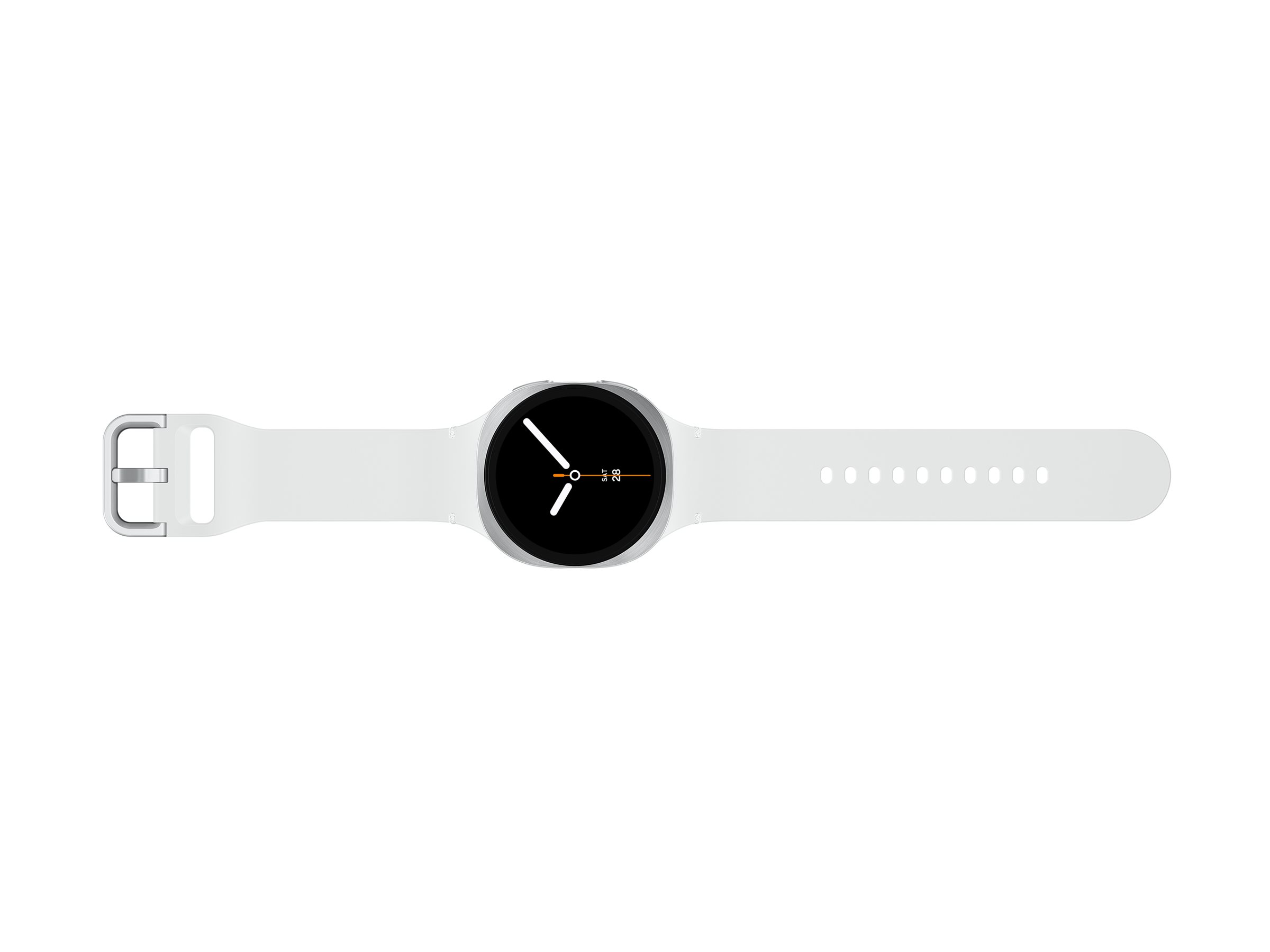 Samsung Galaxy Watch8 - 40 mm - silber - intelligente Uhr mit Sportband - Gummi - weiß - Bandgröße: S/M - Anzeige 3.4 cm (1.34")