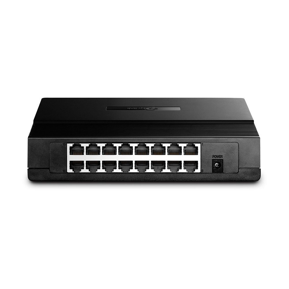TP-LINK 16-Port-Gigabit-Switch, Unmanaged, Fast Ethernet (10/100), Vollduplex, Rack-Einbau, Wandmontage