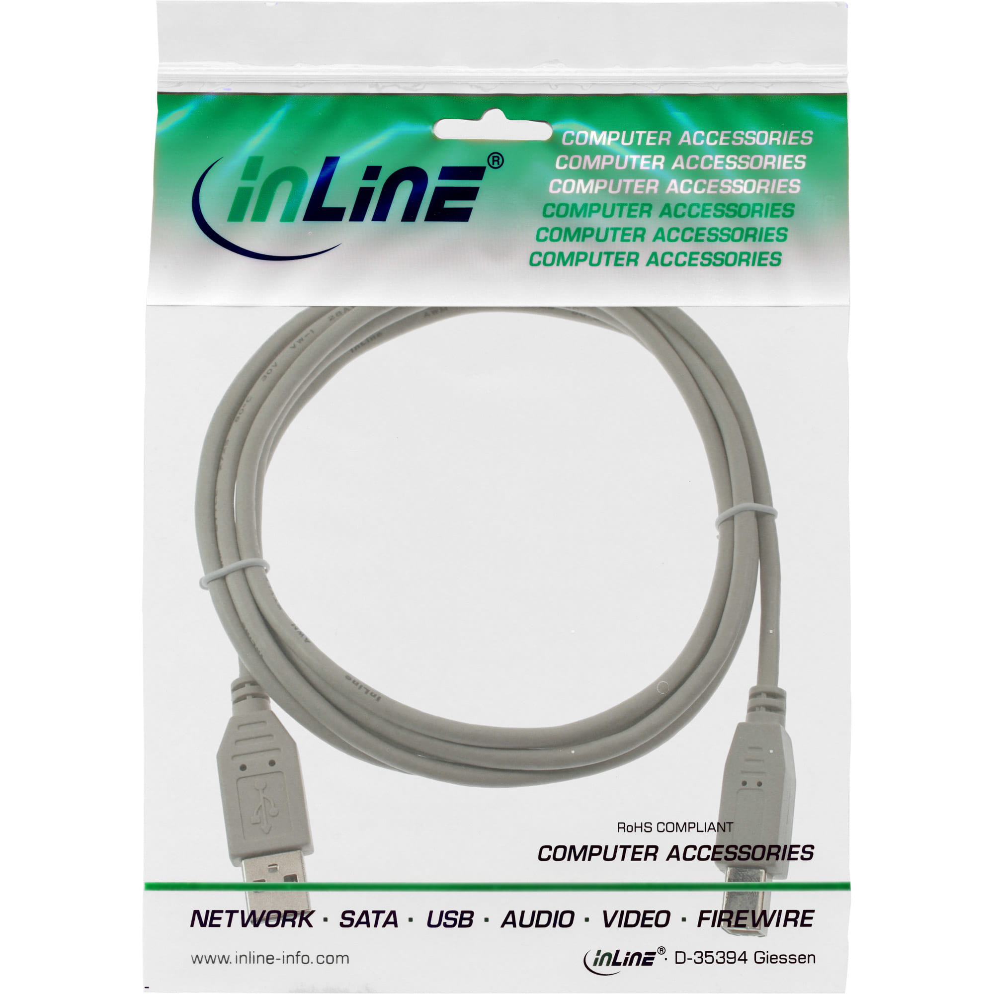 InLine USB 2.0 Kabel - A an B - beige - 1m