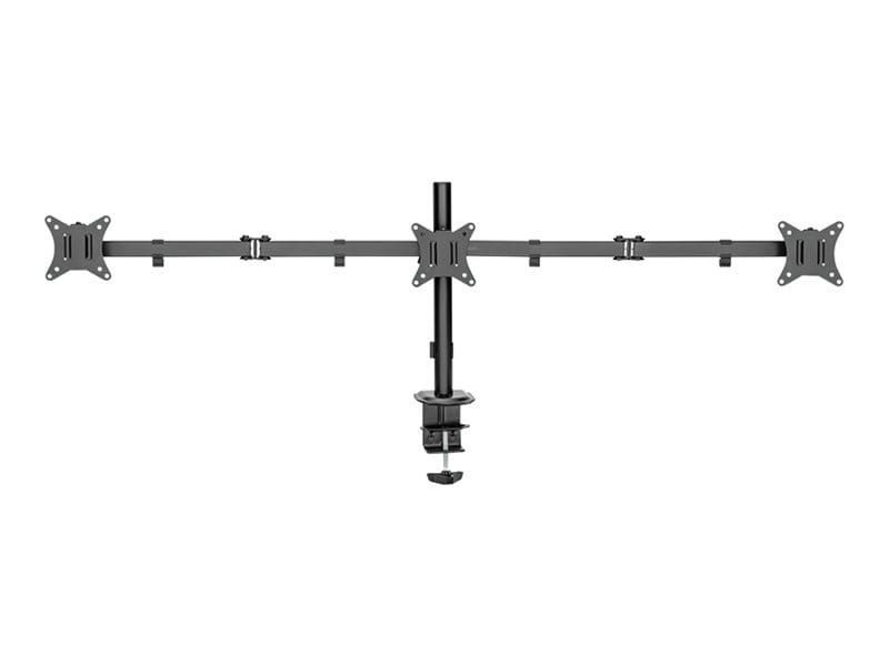 LogiLink Befestigungskit (Tischmontage) - einstellbarer Doppelarm - für 3 Monitore - Armlänge: 658 mm - Kunststoff, Stahl, Aluminium - Schwarz - Bildschirmgröße: 43.2-68.6 cm (17"-27")