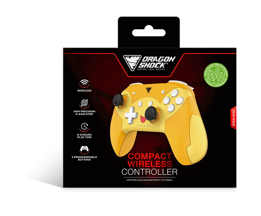DragonShock PopTop Compact, Gamepad, Nintendo Switch, Schaltfläche Zurück, D-Pad, Home button, Reset-Taste, Kabellos, Bluetooth, USB Typ-C