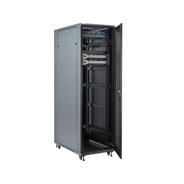 StarTech.com 4-Pfosten 42HE Server Rack Gehäuse, 19" Serverschrank - Schrank Netzwerkschrank - bodenstehend - Schwarz - 42HE - 48.3 cm (19")