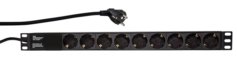 LogiLink Stromverteilungseinheit (Rack - einbaufähig) - Wechselstrom 250 V - Eingabe, Eingang power CEE 7/7 - Ausgangsanschlüsse: 9 (Stromversorgung)