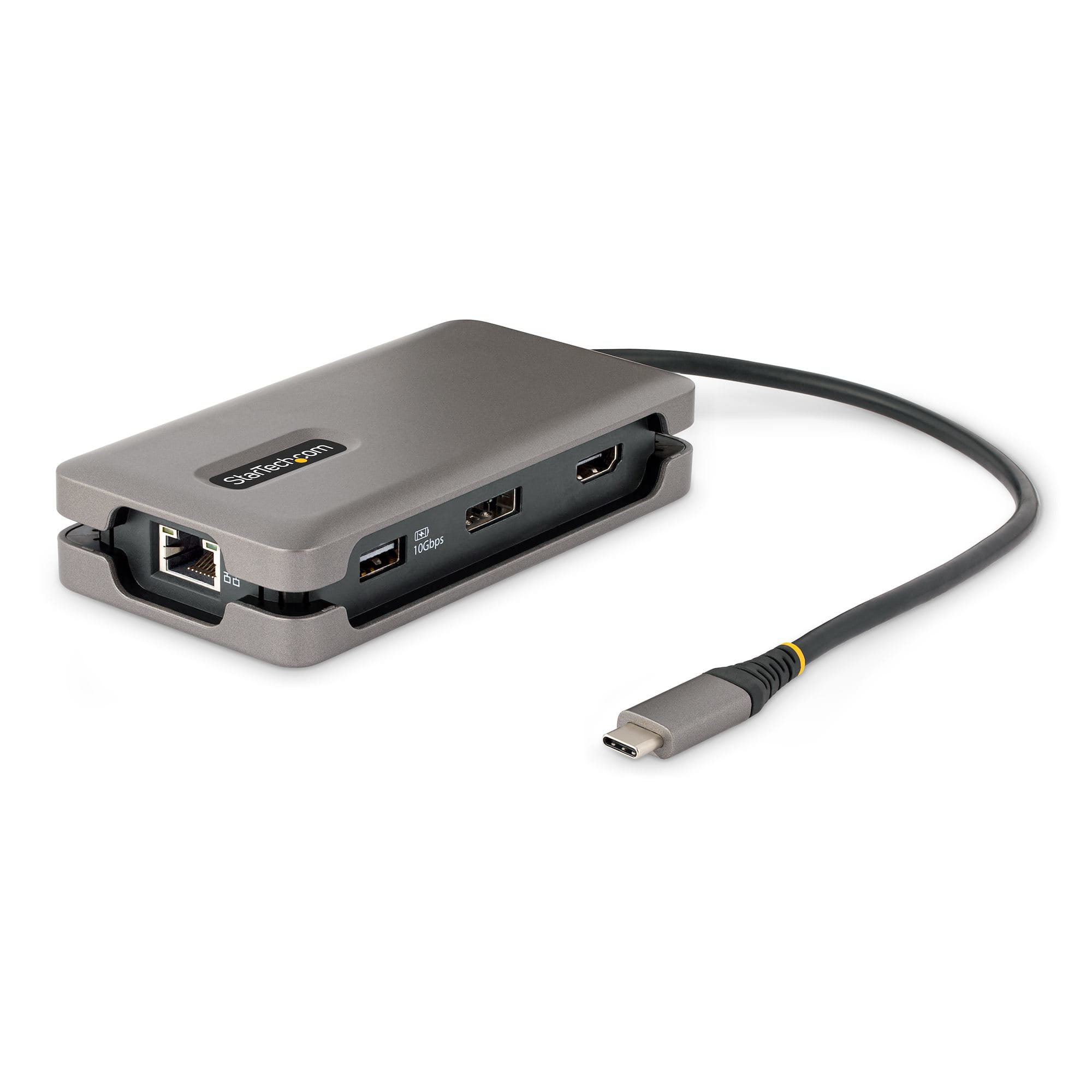 StarTech.com USB-C Multiport Adapter, 4K 60Hz HDMI/DP Video, 3-Port USB Hub, 100W Power Delivery Pass-Through, GbE, USB Type-C Travel Dock w/ Charging, 1ft/30cm Wrap-Around Cable - Mini Laptop Docking Station (DKT31CDHPD3)