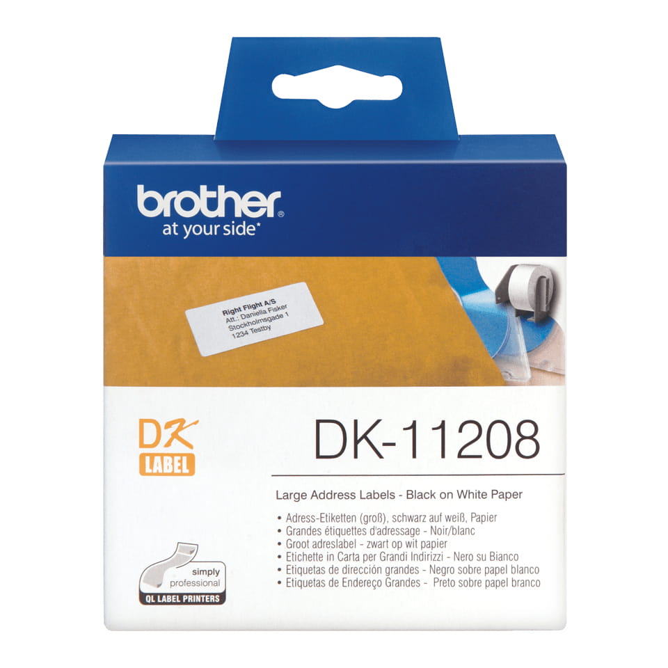 Brother DK-11208 - Schwarz auf Weiß - 400 Adressetiketten