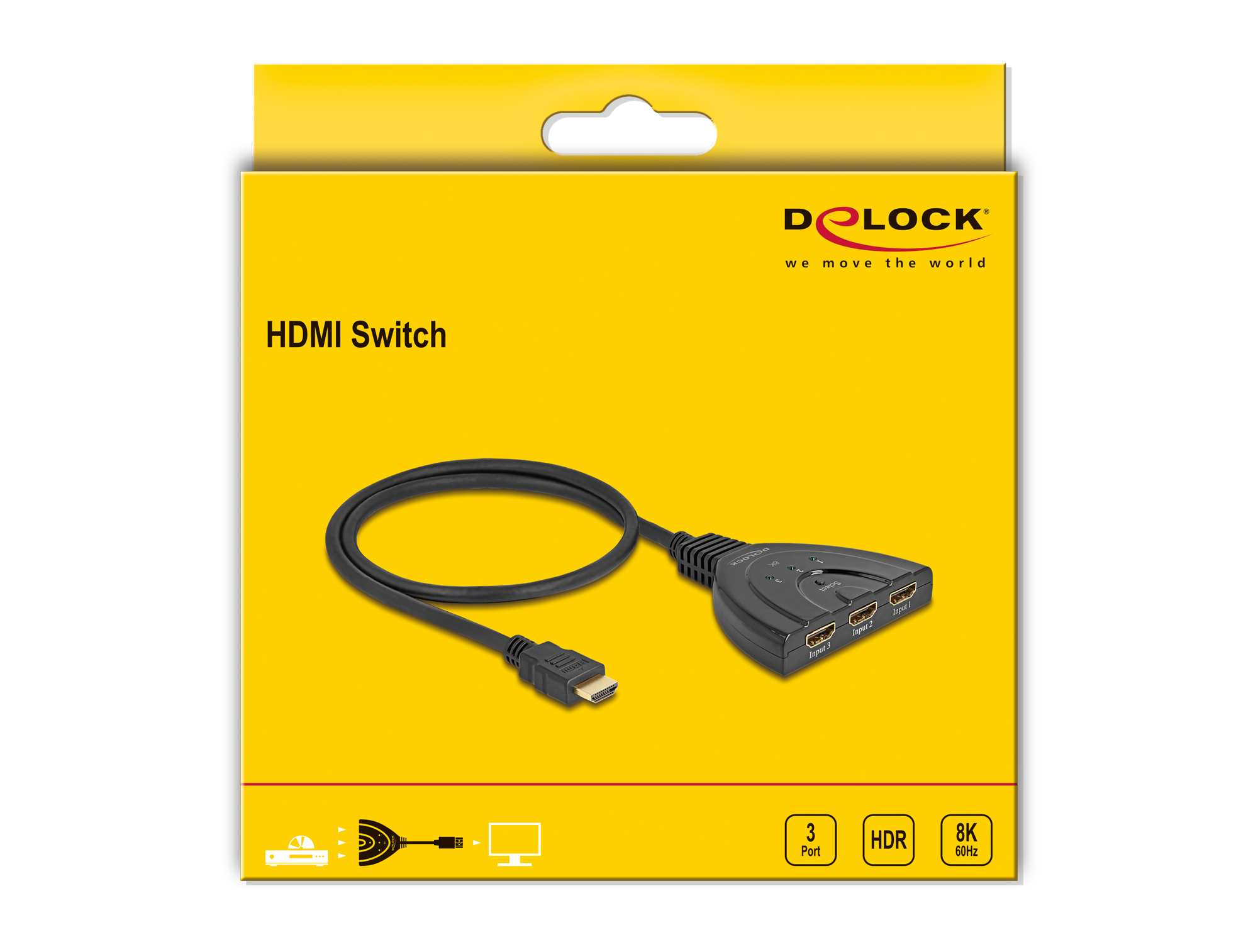 Delock Ultra High Speed - HDMI Splitter - HDMI weiblich zu HDMI männlich - 60 cm - Schwarz - unterstützt 4K 144 Hz (3840 x 2160)