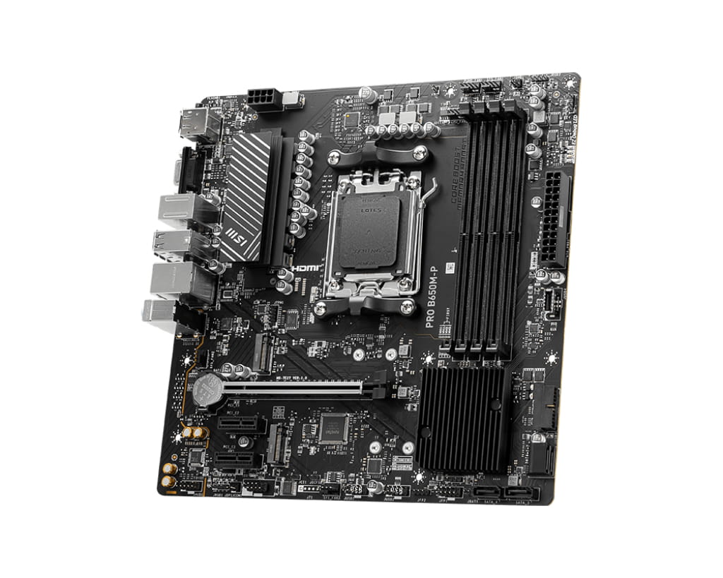MSI PRO B650M-P - Motherboard - micro ATX - Socket AM5 - AMD B650 Chipsatz - USB-C 3.2 Gen 2x2, USB 3.2 Gen 2, USB 3.2 Gen 1 - 2.5 Gigabit LAN - Onboard-Grafik (CPU erforderlich)