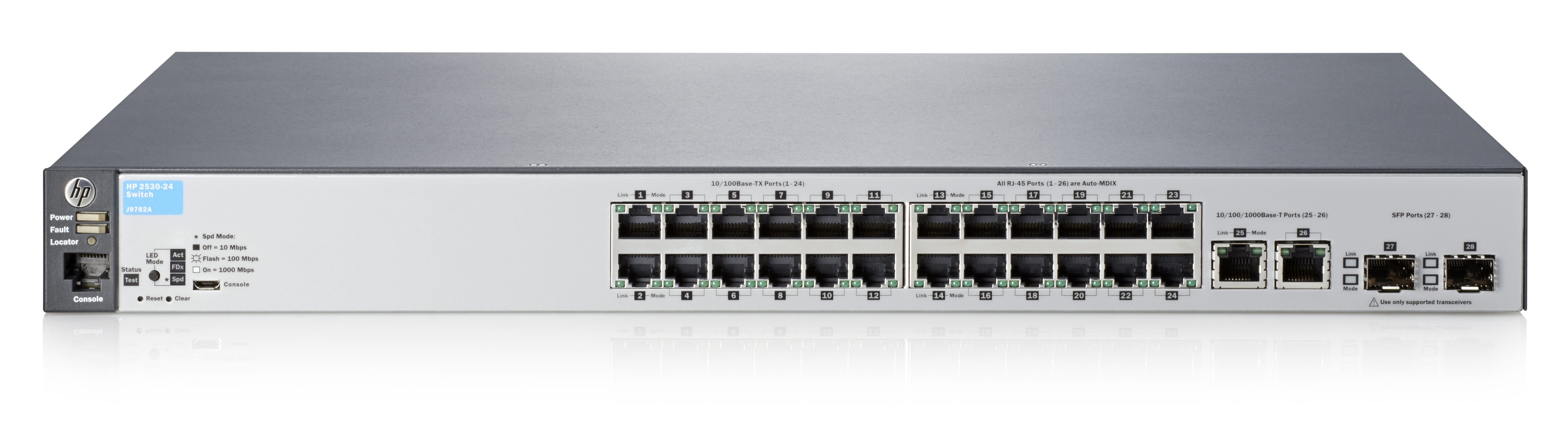 HPE Aruba Networking 2530-24 - Switch - managed - 24 x 10/100 + 2 x Kombi-Gigabit-SFP + 2 x 10/100/1000