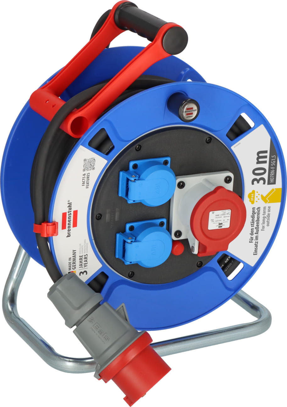 Brennenstuhl 1182720010, 30 m, Draußen, Anpassbar, IP44, Kunststoff, Schwarz, Blau, Grau, Rot