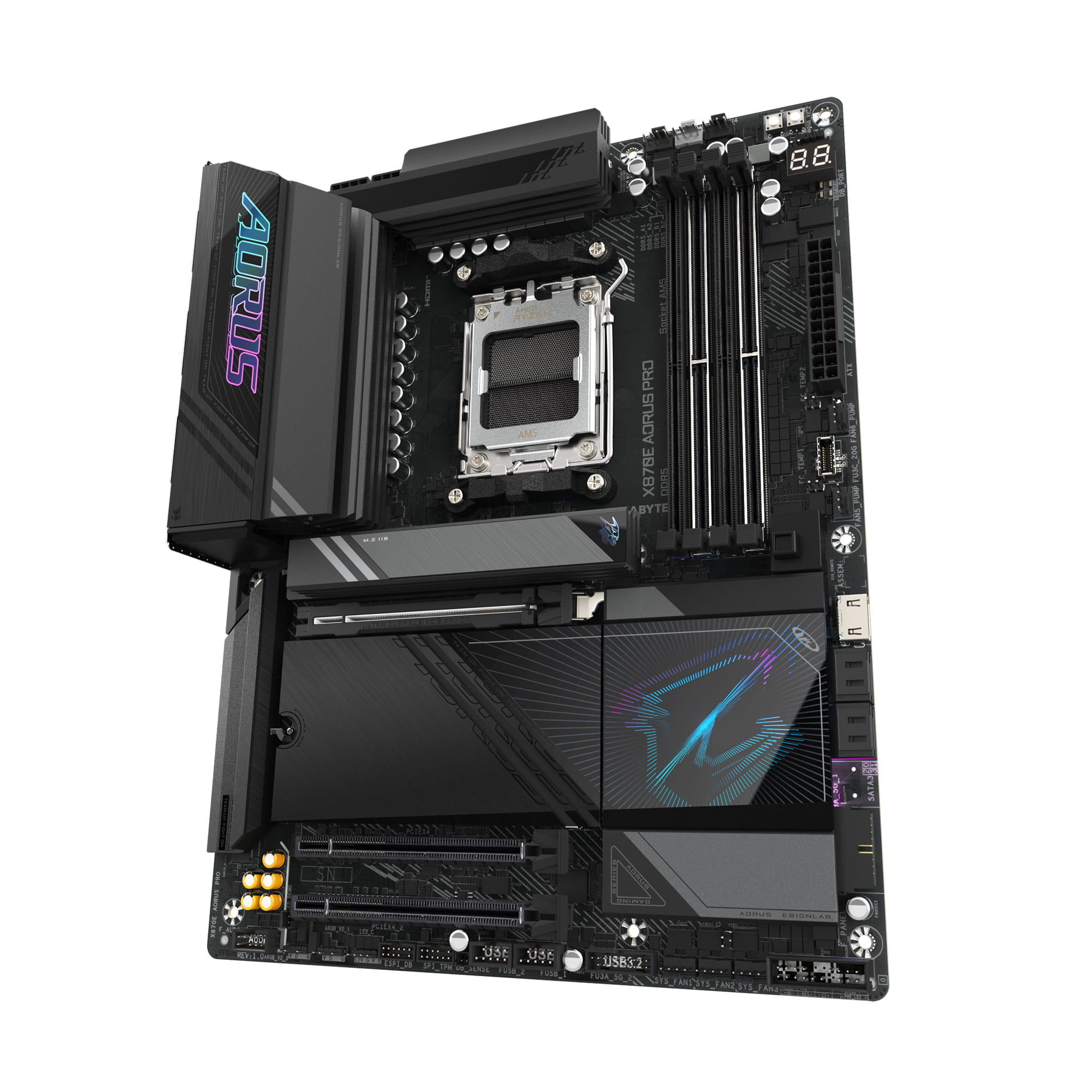 Gigabyte AORUS X870E PRO - Motherboard - ATX - Socket AM5 - AMD X870E Chipsatz - USB-C 3.2 Gen 2x2, USB4, USB 3.2 Gen 1, USB 3.2 Gen 2 - 2.5 Gigabit LAN, Bluetooth, Wi-Fi 7 - Onboard-Grafik (CPU erforderlich)
