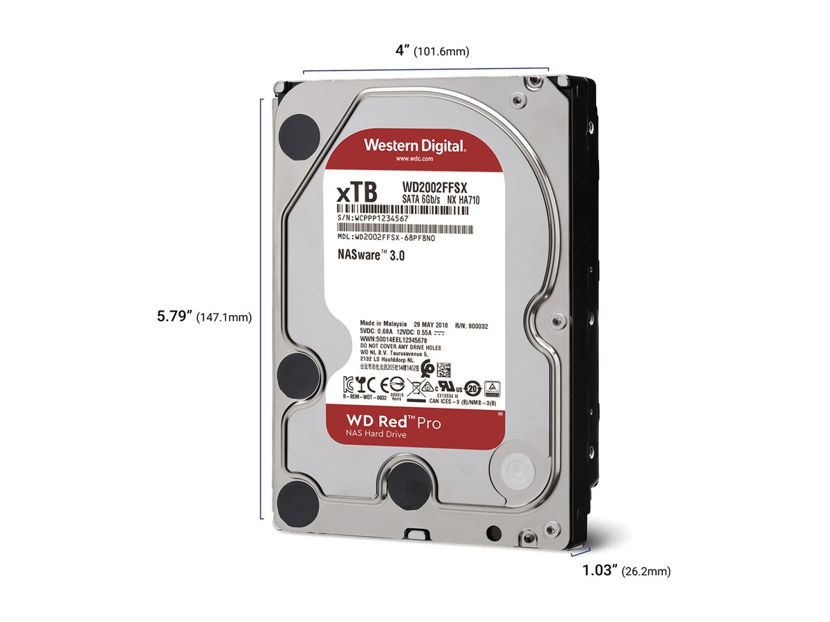 WD Red Pro WD122KFBX - Festplatte - Enterprise - 12 TB - intern - 3.5" (8.9 cm)