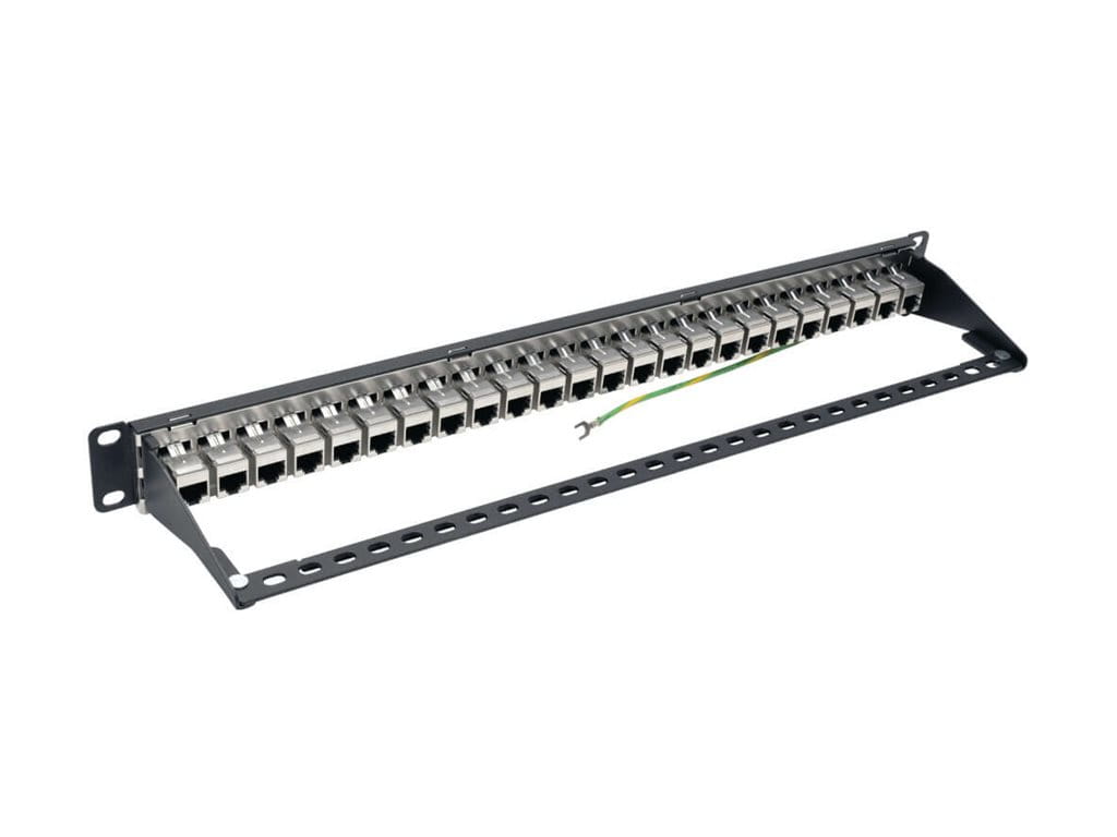 Tripp Eaton Tripp Lite Series 24-Port Cat6a Patch Panel Shielded Feedthrough Rackmount RJ45 1U - Patch Panel - CAT 6a - STP - RJ-45 X 24 - 1U - 48.3 cm (19")