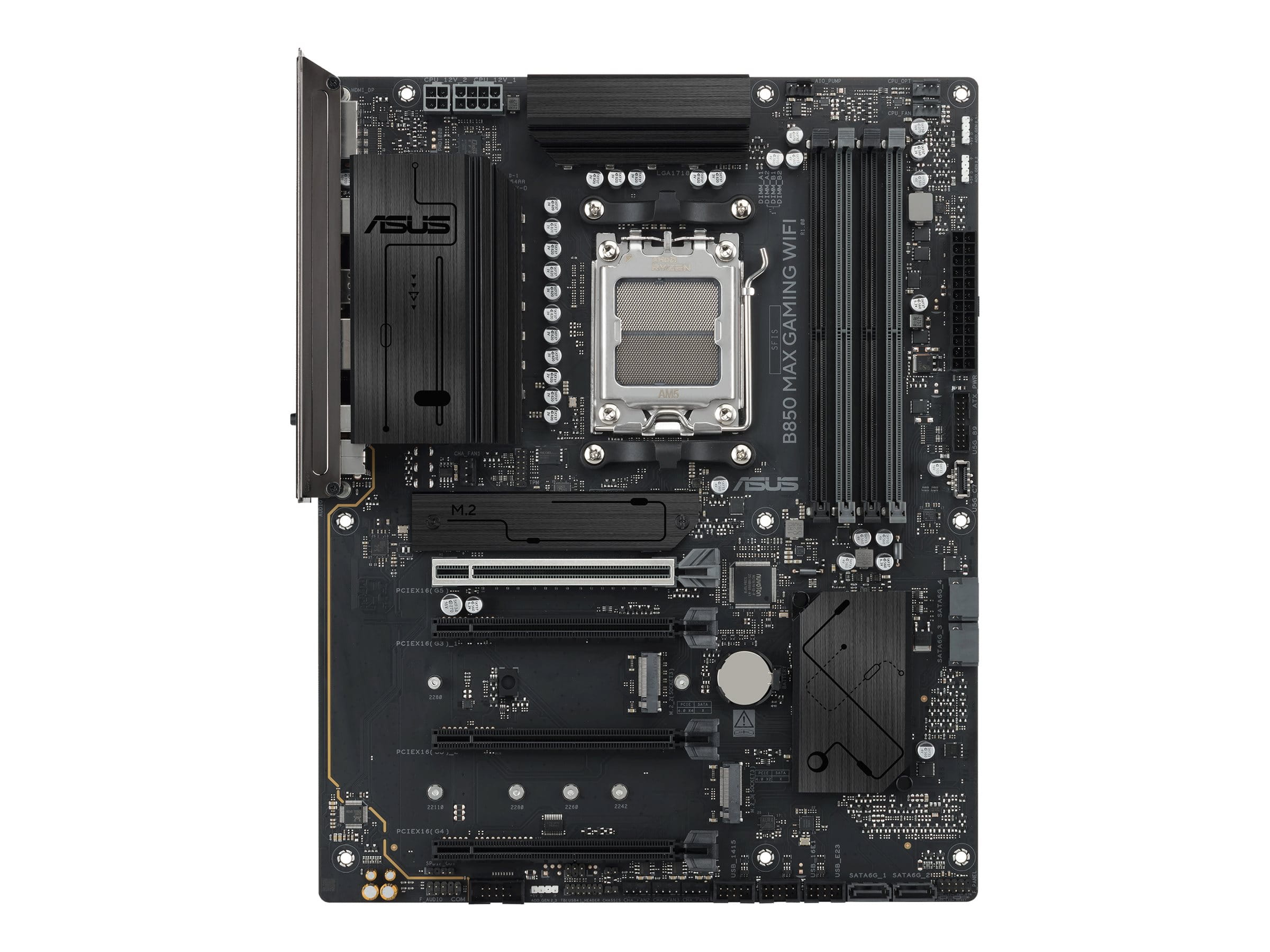 ASUS B850 MAX GAMING WIFI - Motherboard - ATX - Socket AM5 - AMD B850 Chipsatz - USB 3.2 Gen 2, USB-C 3.2 Gen2, USB 3.2 Gen 1, USB-C 3.2 Gen 1, USB4 - Wi-Fi 6E, Bluetooth, 2.5 Gigabit LAN - Onboard-Grafik (CPU erforderlich)