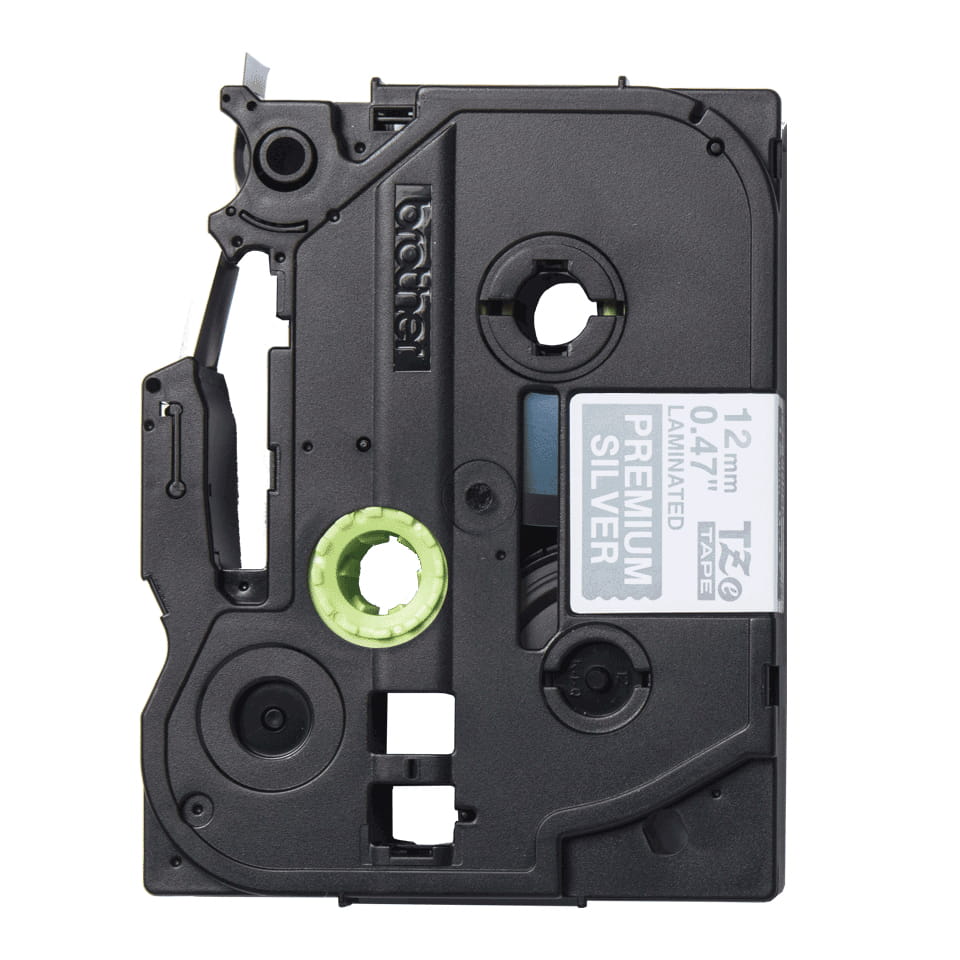 Brother TZe-PR935 - Weißer Druck auf Premium Glitter Silver - Rolle (1,2 cm x 8 m)