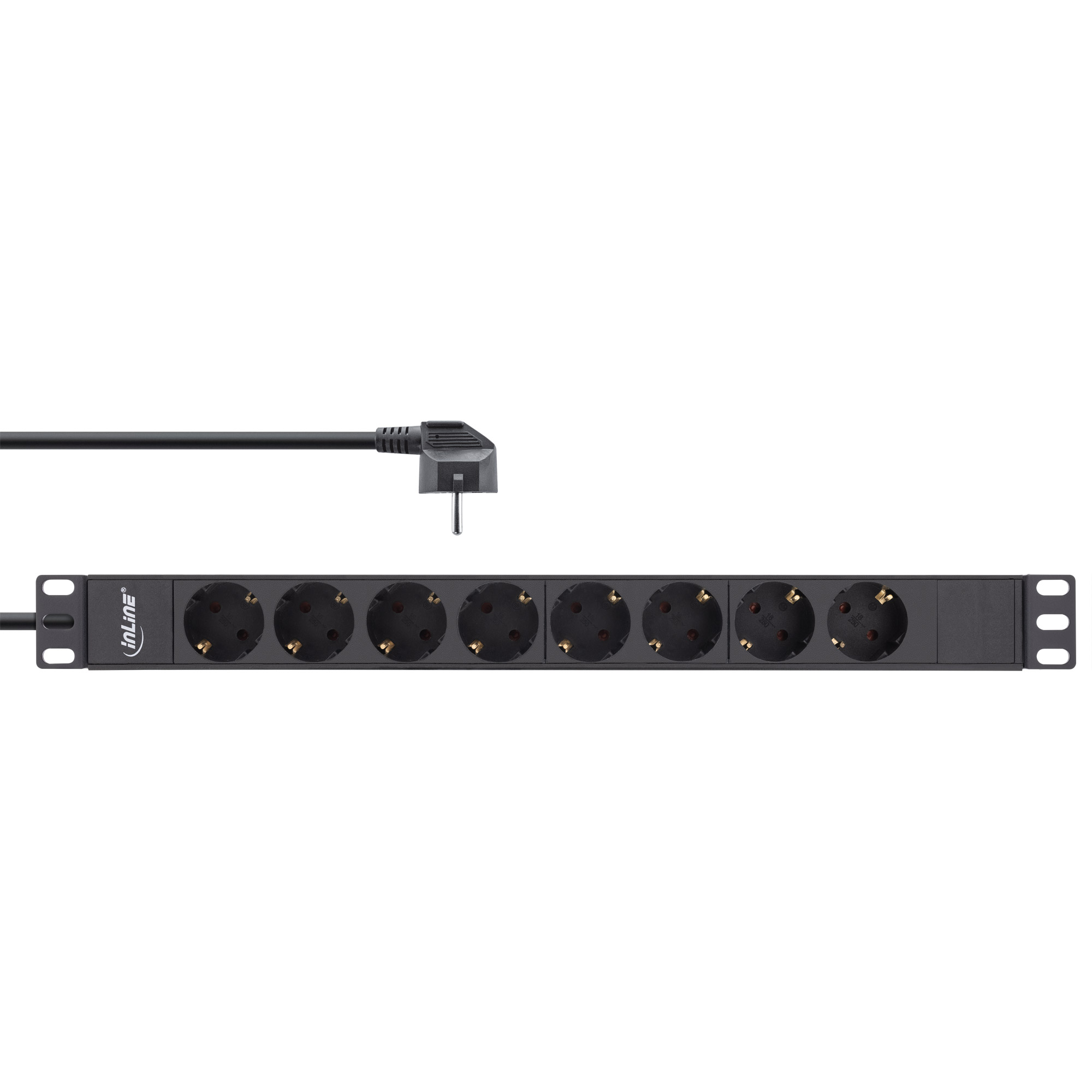 InLine 19" Steckdosenleiste - 8-fach Schutzkontakt - ohne Schalter - 2m - schwarz