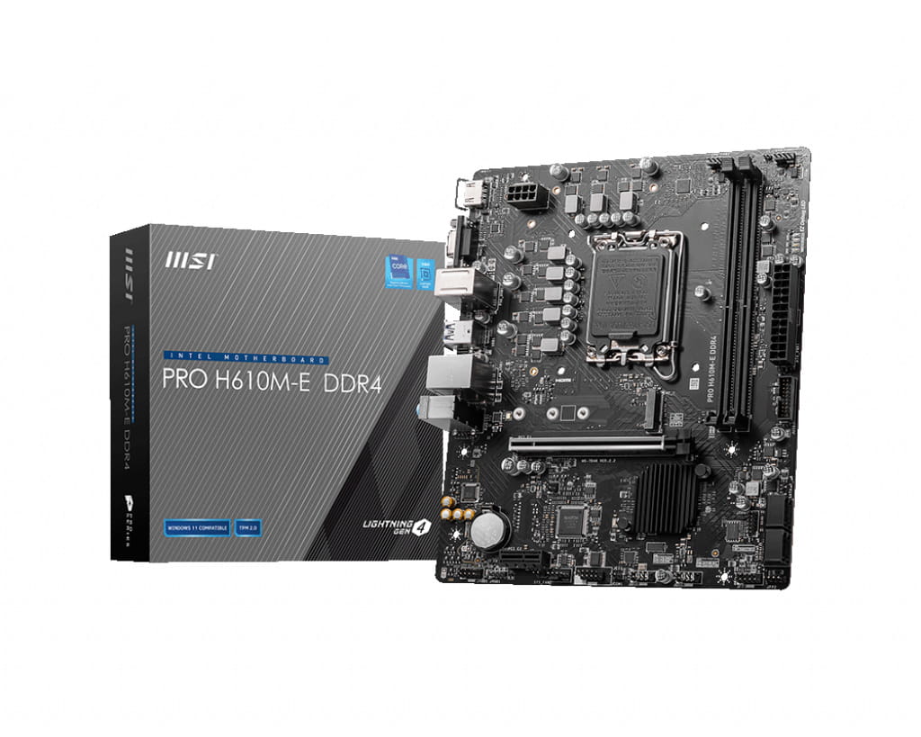 MSI PRO H610M-E DDR4 - Motherboard - micro ATX - LGA1700 Sockel - H610 Chipsatz - USB 3.2 Gen 1 - Gigabit LAN - Onboard-Grafik (CPU erforderlich)