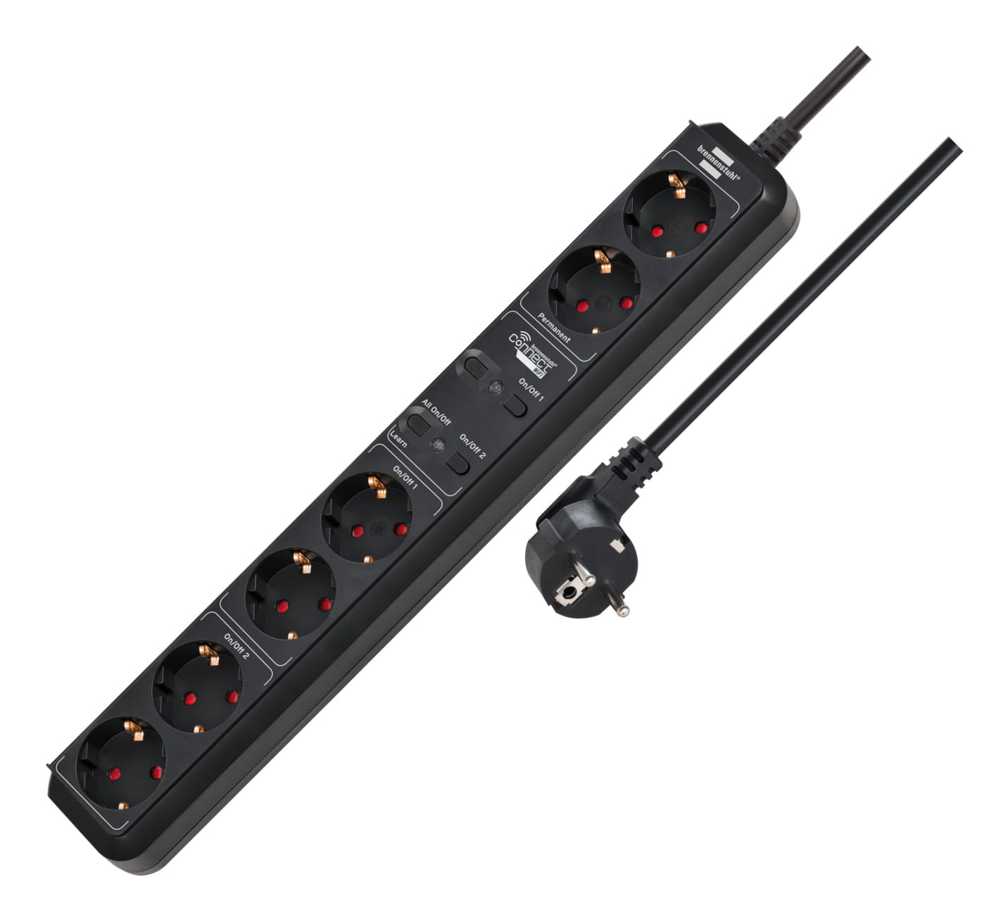 Brennenstuhl 1159760946, 1,5 m, Drinnen, IP20, Schwarz, 6 AC-Ausgänge, 16 A